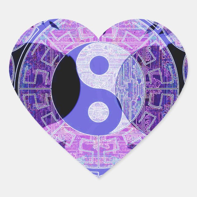 Purple Yin Yang Heart Sticker (Front)
