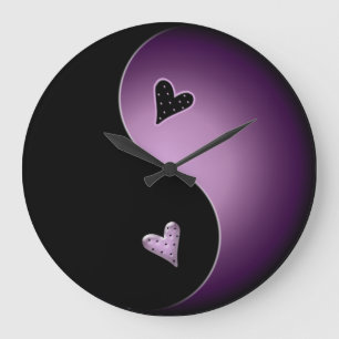 purple yin yang large clock