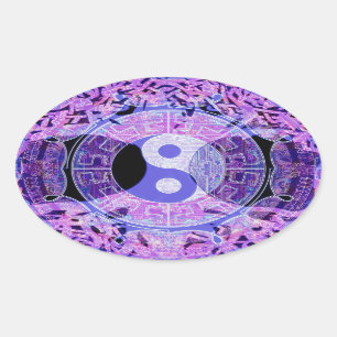 Purple Yin Yang Oval Sticker
