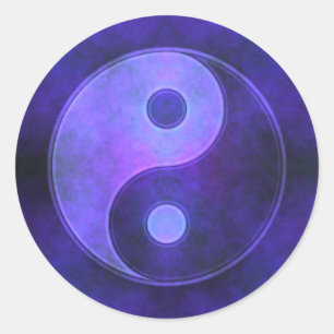 Purple Yin Yang Symbol Classic Round Sticker