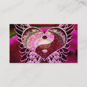 Purple Yin Yang with Mandala Heart Business Card