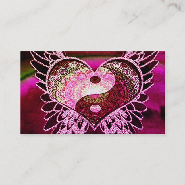 Purple Yin Yang with Mandala Heart Business Card (Front)
