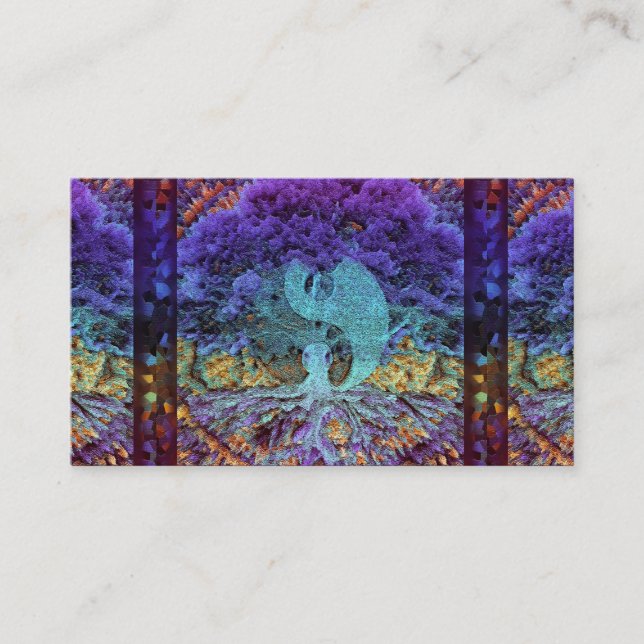 Purple Yin Yang with Mandala Heart Business Card (Front)