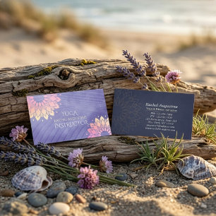 Purple Yoga Instructor Rose Gold Mandala Business Card