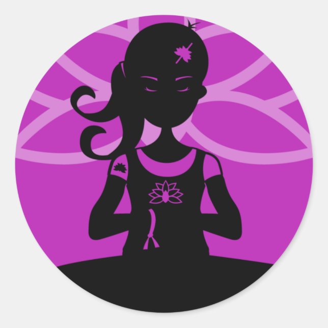 Purple Yoga Silhouette Sticker (Front)