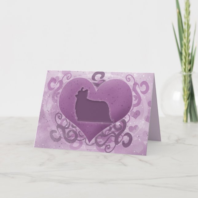 Purple Yorkie Valentine's Day Card (Front)