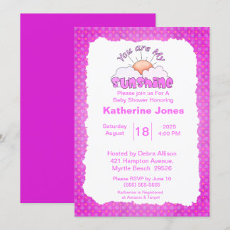 Purple You Are My Sunshine Baby Shower Invitation