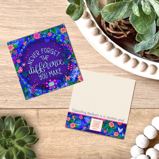 Purple You Make A Difference Kindness Cards (Fun purple, you make a difference kindness cards by INSPIRIVITY. Perfect for spreading kindness.)