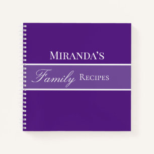 Purple Your Name Family Recipes Script Typography Notebook