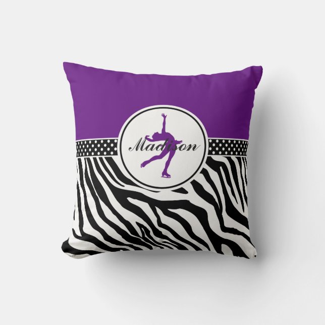 Purple Your Name Zebra Print Figure Skating Cushion (Front)