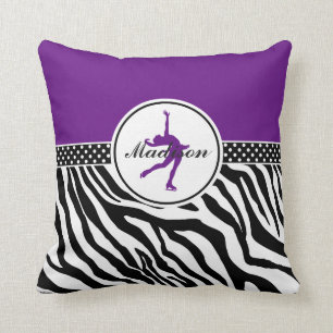 Purple Your Name Zebra Print Figure Skating Cushion