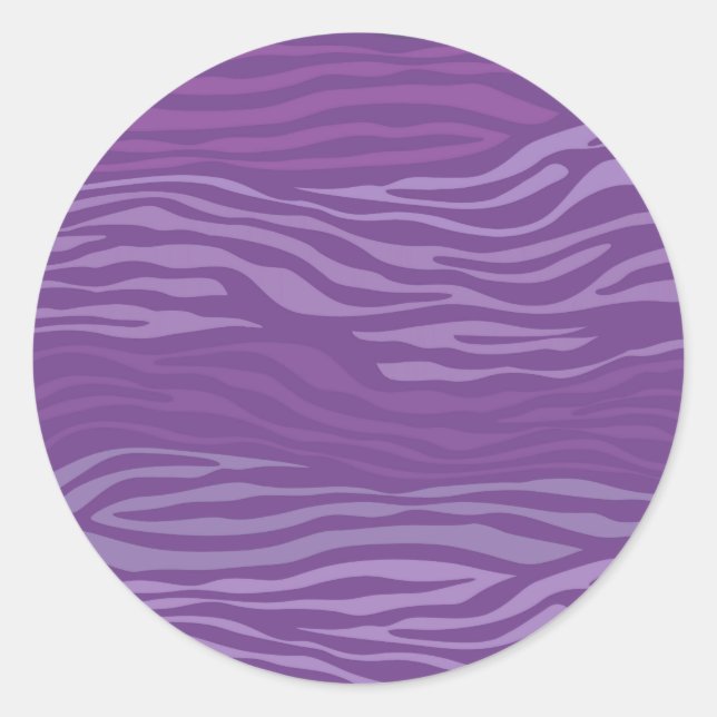 Purple Zebra Abstract Classic Round Sticker (Front)