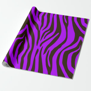 Purple zebra animal print pattern wrapping paper