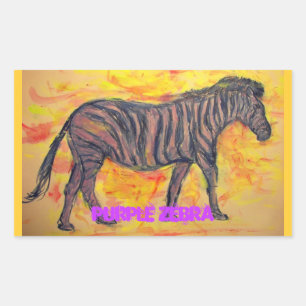 purple zebra art rectangular sticker