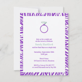 Purple Zebra Bachelorette Party Flat Invitation