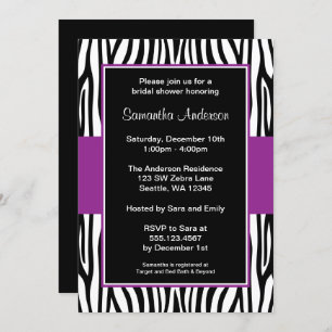 Purple Zebra Bridal Shower Invitation