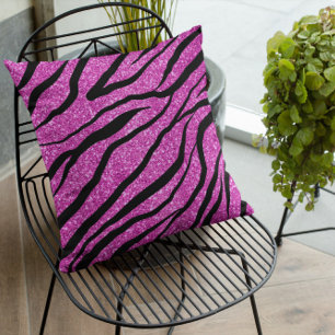 purple Zebra Glittery Pattern  Cushion