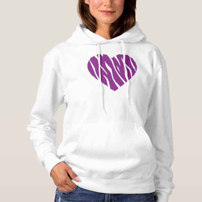 Purple Zebra Heart Hoodie (Front)