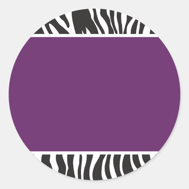 Purple Zebra Invite Classic Round Sticker (Front)