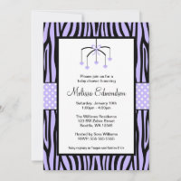 Purple Zebra Mobile Hearts Baby Shower