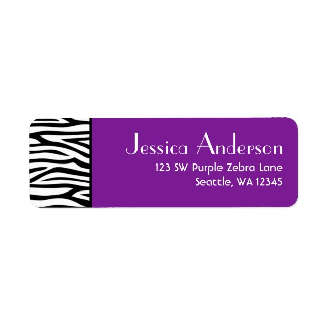 Purple Zebra Modern Return Address (Front)