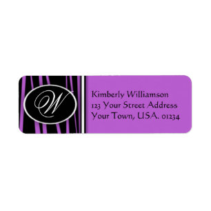 Purple Zebra Monogrammed Return Address Labels