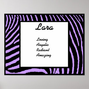 Purple Zebra Name Art Print