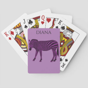 Purple zebra playing cards for kids.