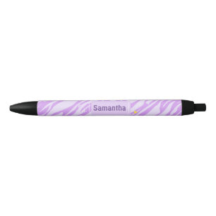Purple Zebra Print Black Ink Pen