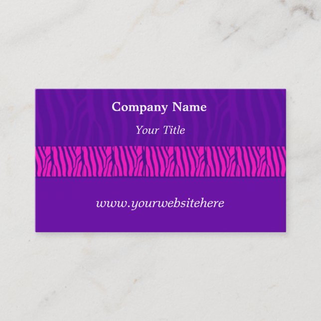 Purple  Zebra Print Business Card (Front)