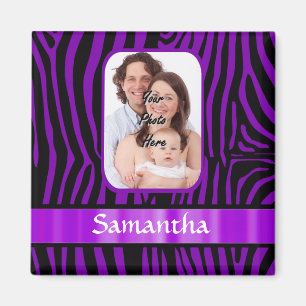 Purple zebra print magnet
