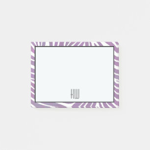 Purple Zebra Print Stripes monogram Post-it Notes