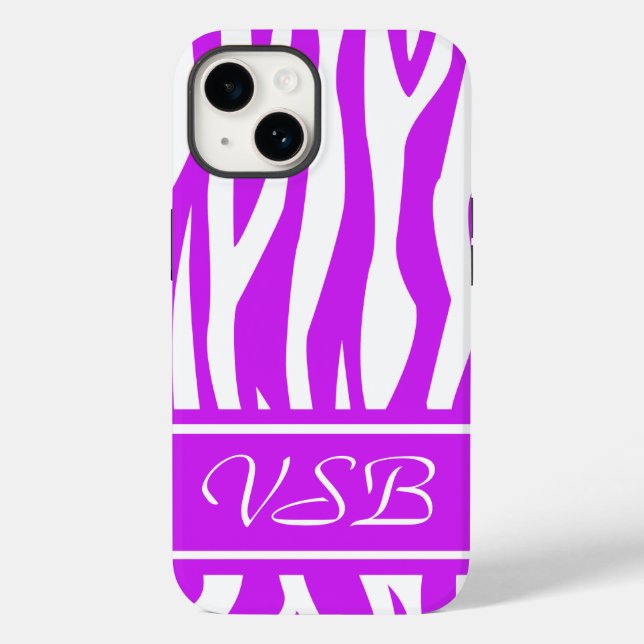 Purple Zebra Print with monogram Case-Mate iPhone Case (Back)