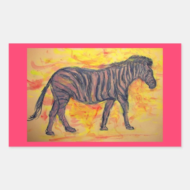 purple zebra rectangular sticker (Front)