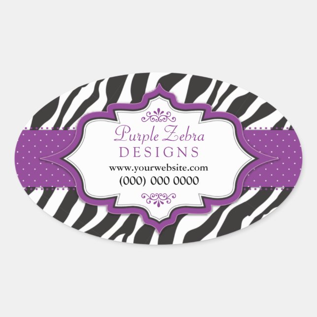 Purple Zebra Ribbon Promotional Stickers (Front)