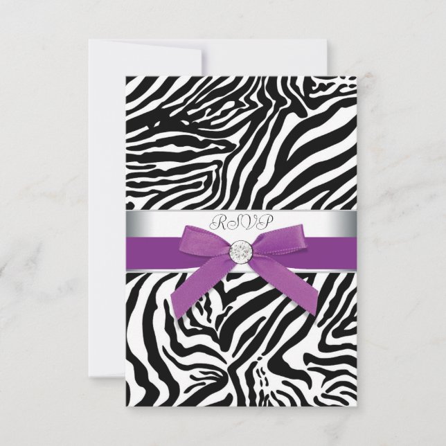 Purple Zebra RSVP Card (Front)