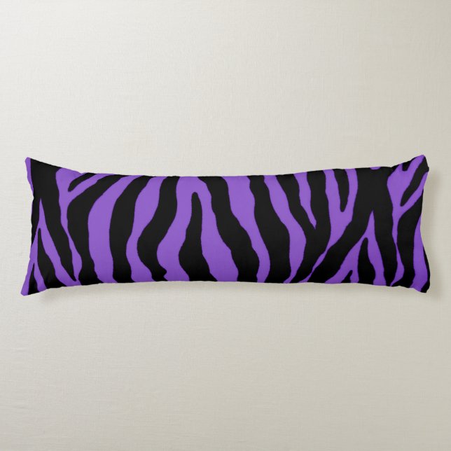 Purple Zebra Stripe Animal Print Body Pillow (Front)