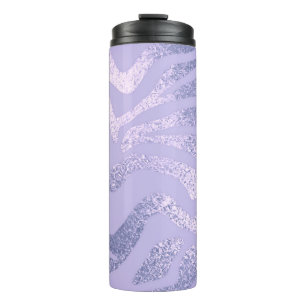 Purple zebra striped animal print pattern thermal tumbler