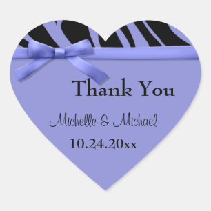 Purple Zebra Stripes And Bow Thank You Sticker