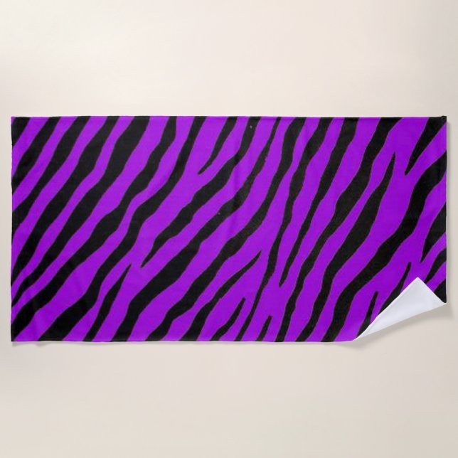 Purple Zebra Stripes  Beach Towel (Front)