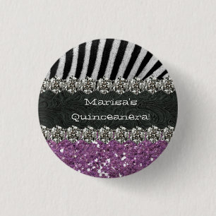 Purple Zebra Stripes Celebration 3 Cm Round Badge