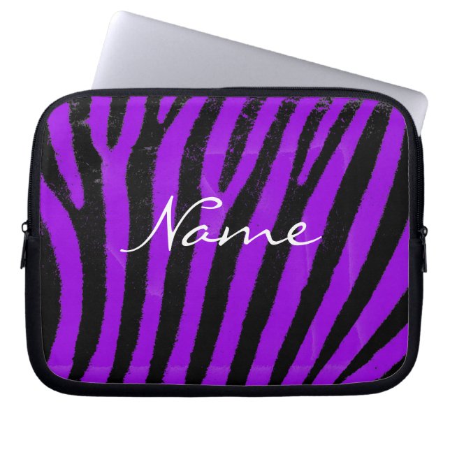 Purple zebra stripes Neoprene Laptop Sleeve (Front)