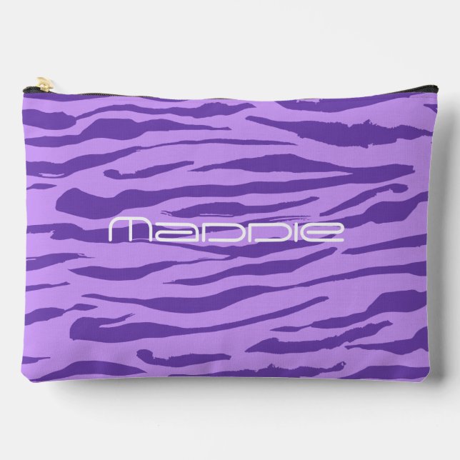 Purple Zebra Stripes Pattern  Accessory Pouch (Front)