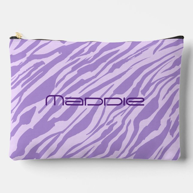 Purple Zebra Stripes Pattern  Accessory Pouch (Front)