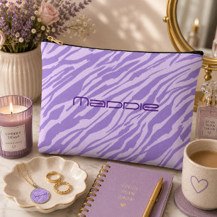 Purple Zebra Stripes Pattern Accessory Pouch