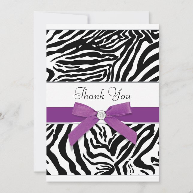 Purple Zebra Thank You Card (Front)