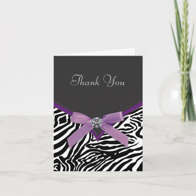 Purple Zebra Thank You Cards (Front)