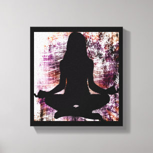 Purple Zen Woman Doing Yoga Meditation Canvas Print