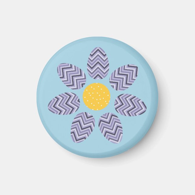 Purple Zig-Zag Easter Egg Flower Magnet (Front)