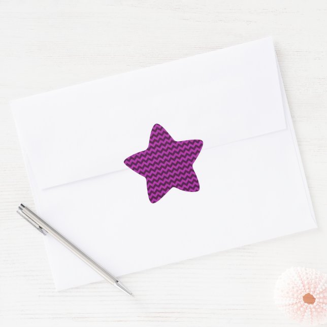 Purple Zig Zag Glitter Star Sticker (Envelope)